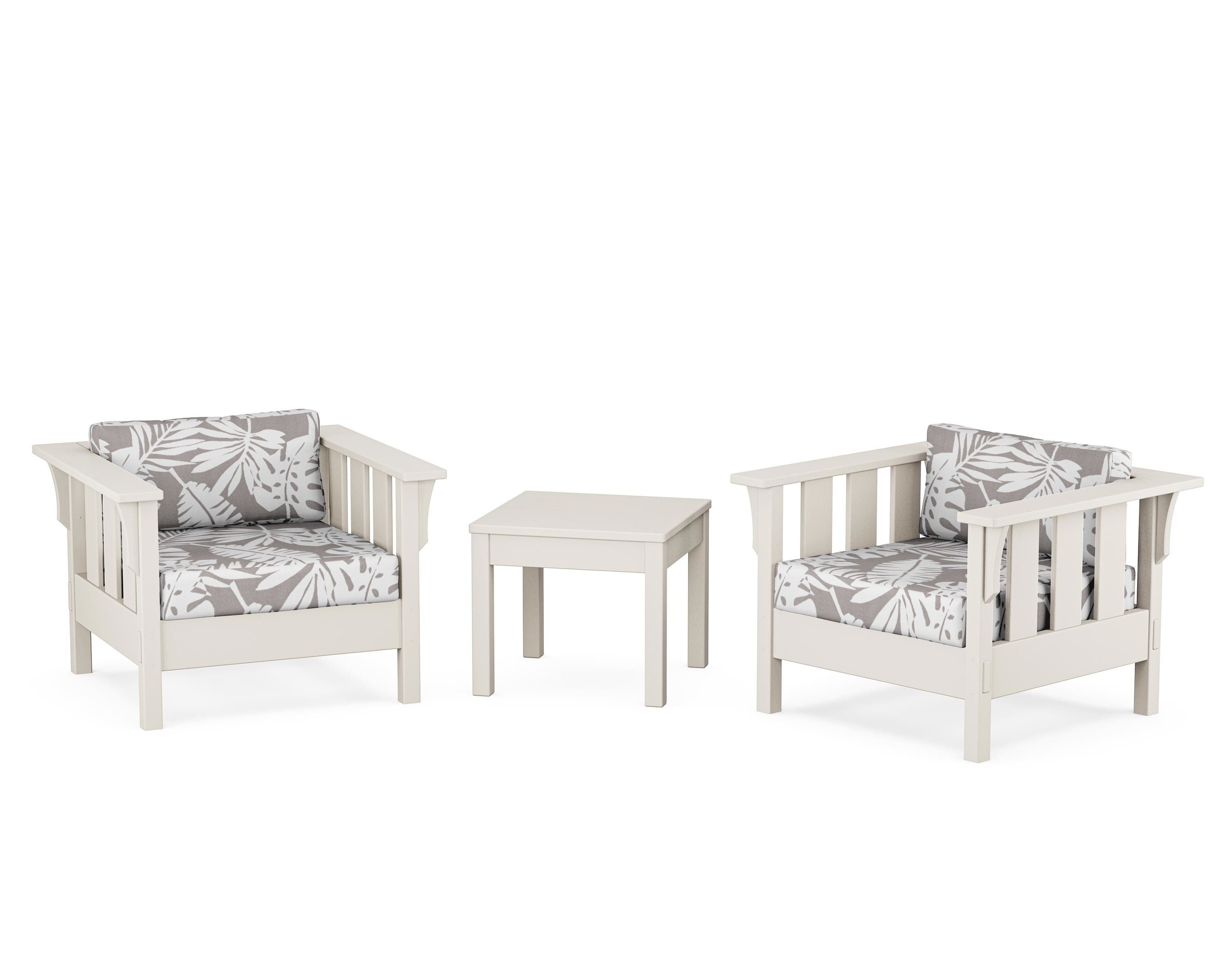 Martha Stewart by POLYWOOD® Acadia 3-Piece Deep Seating Set in Sand / Leaf Grey Mist