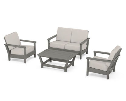 POLYWOOD® Harbour 4-Piece Deep Seating Set in Slate Grey / Cast Ash