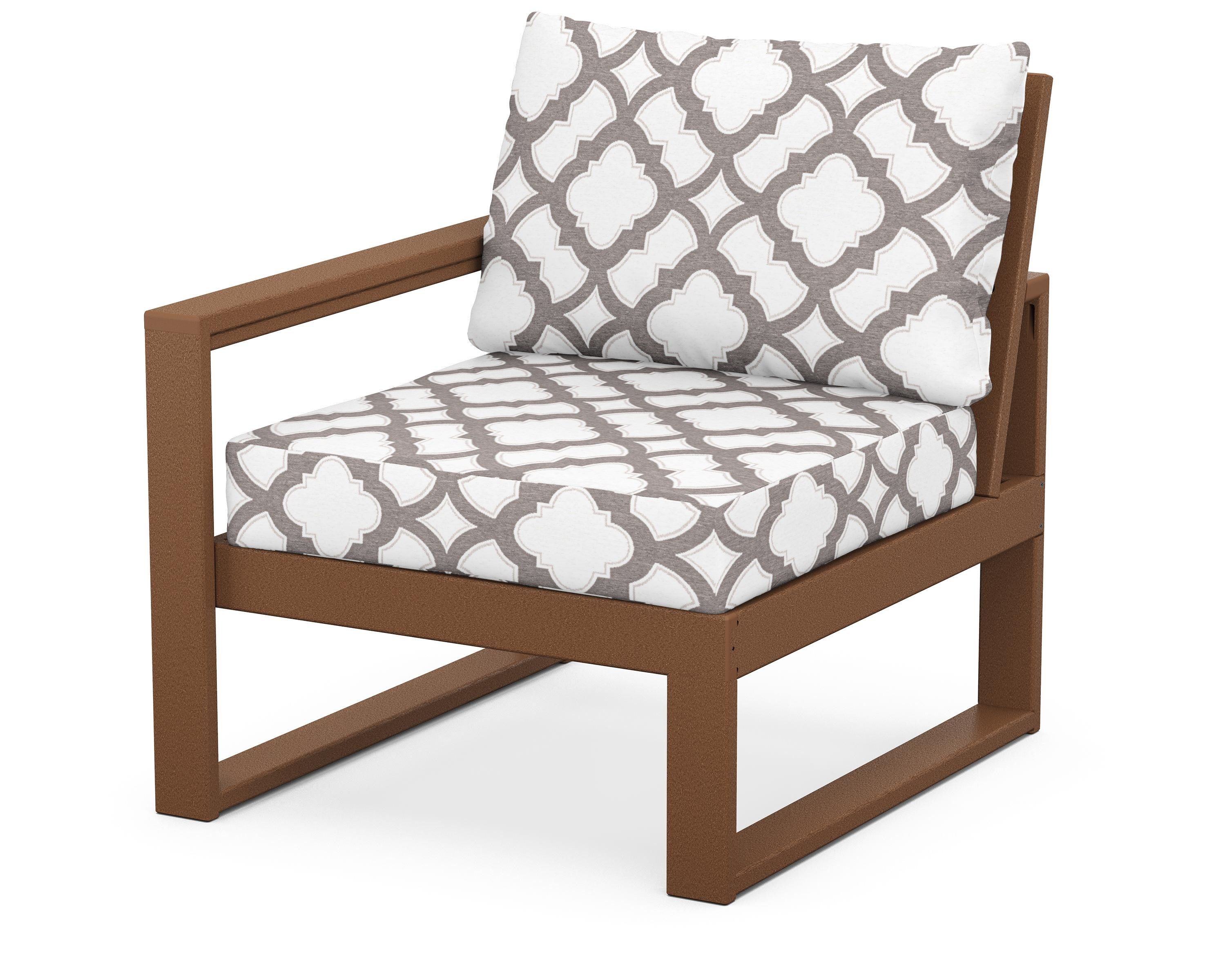 POLYWOOD® EDGE Modular Left Arm Chair in Teak / Trellis Grey Mist
