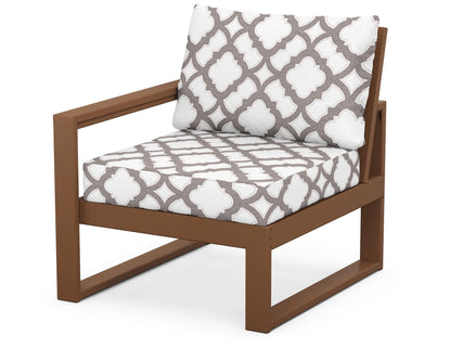 POLYWOOD® EDGE Modular Left Arm Chair in Teak / Trellis Grey Mist