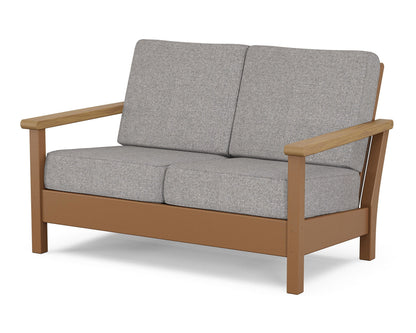 POLYWOOD® Harbour Deep Seating Loveseat in Teak / Natural / Grey Mist
