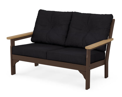 POLYWOOD® Vineyard Deep Seating Loveseat in Mahogany / Natural / Midnight Linen