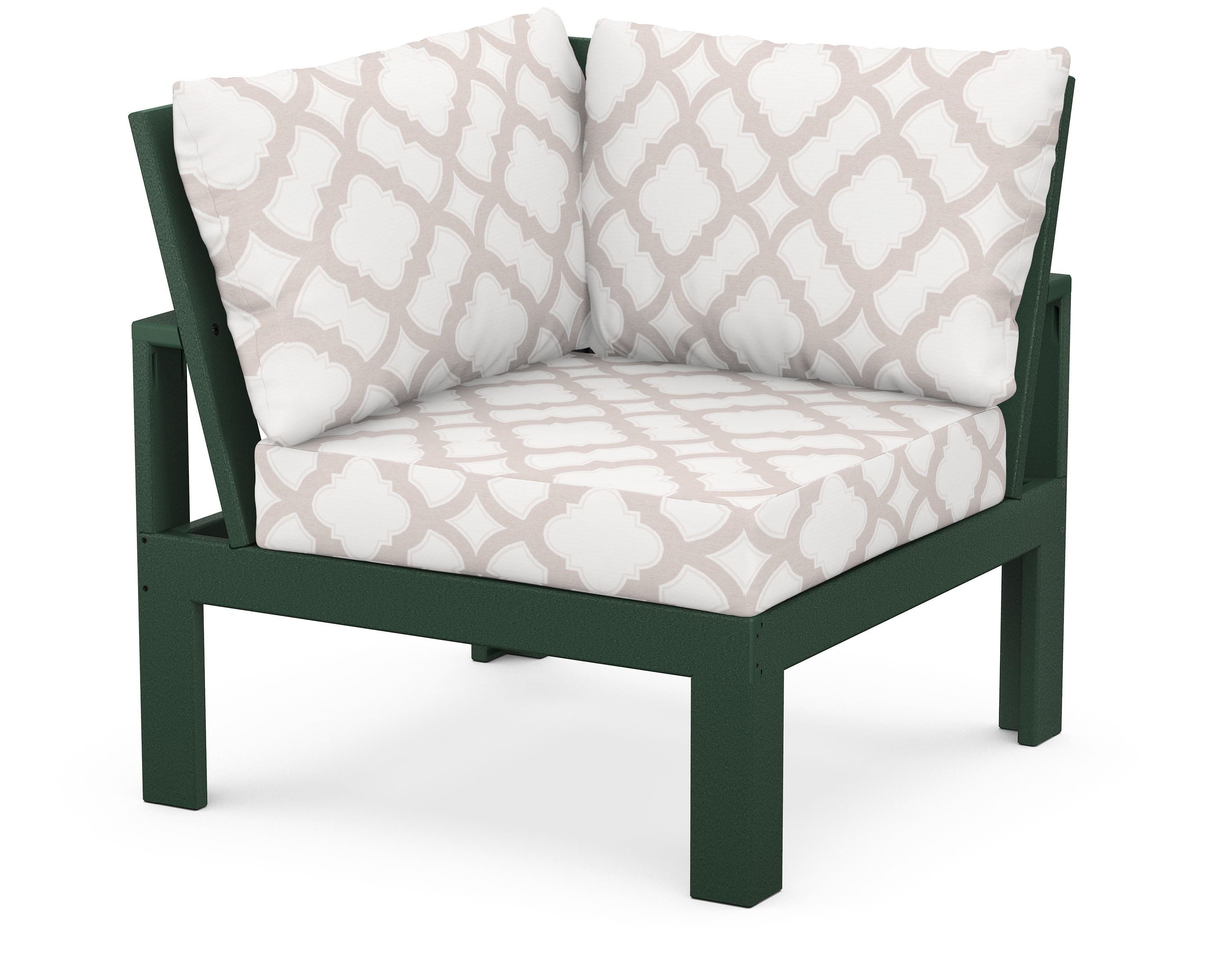 Unbranded Modular Corner Chair in Green / Trellis Dune Burlap