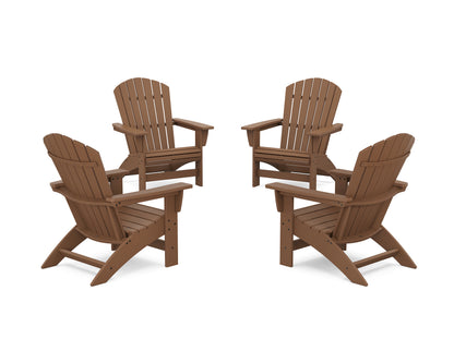 POLYWOOD® 4-Piece Nautical Grand Adirondack Chair Conversation Set in Teak