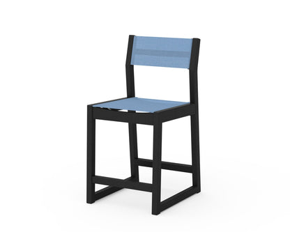 POLYWOOD® EDGE Sling Counter Side Chair in Black / Poolside Sling