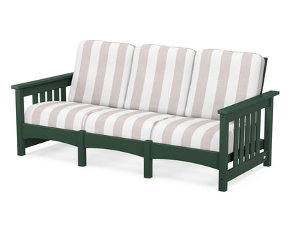 POLYWOOD® Club Mission Sofa in Green / Cabana Stripe Dune Burlap