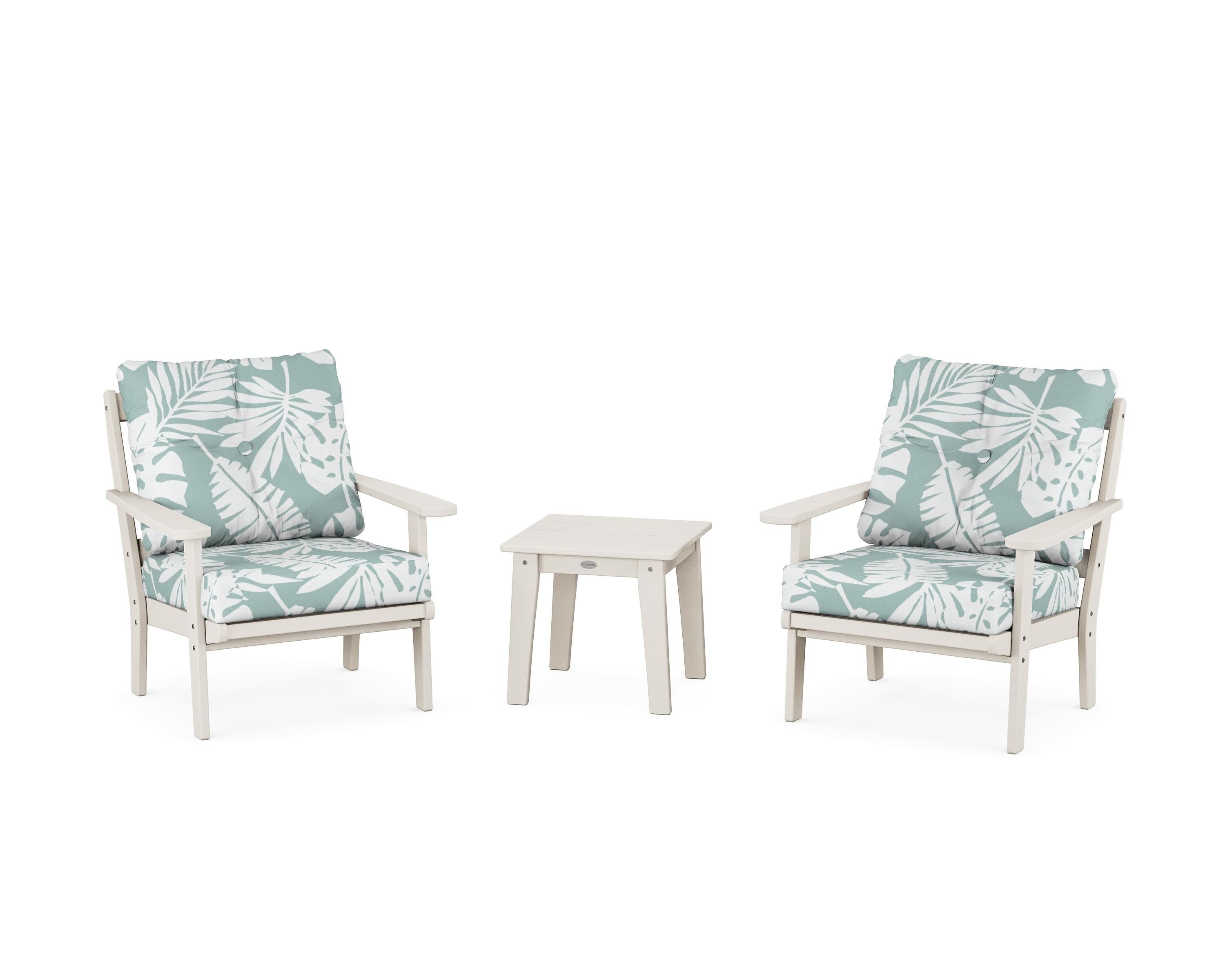 POLYWOOD® Mission 3-Piece Deep Seating Set in Sand / Leaf Glacier Spa