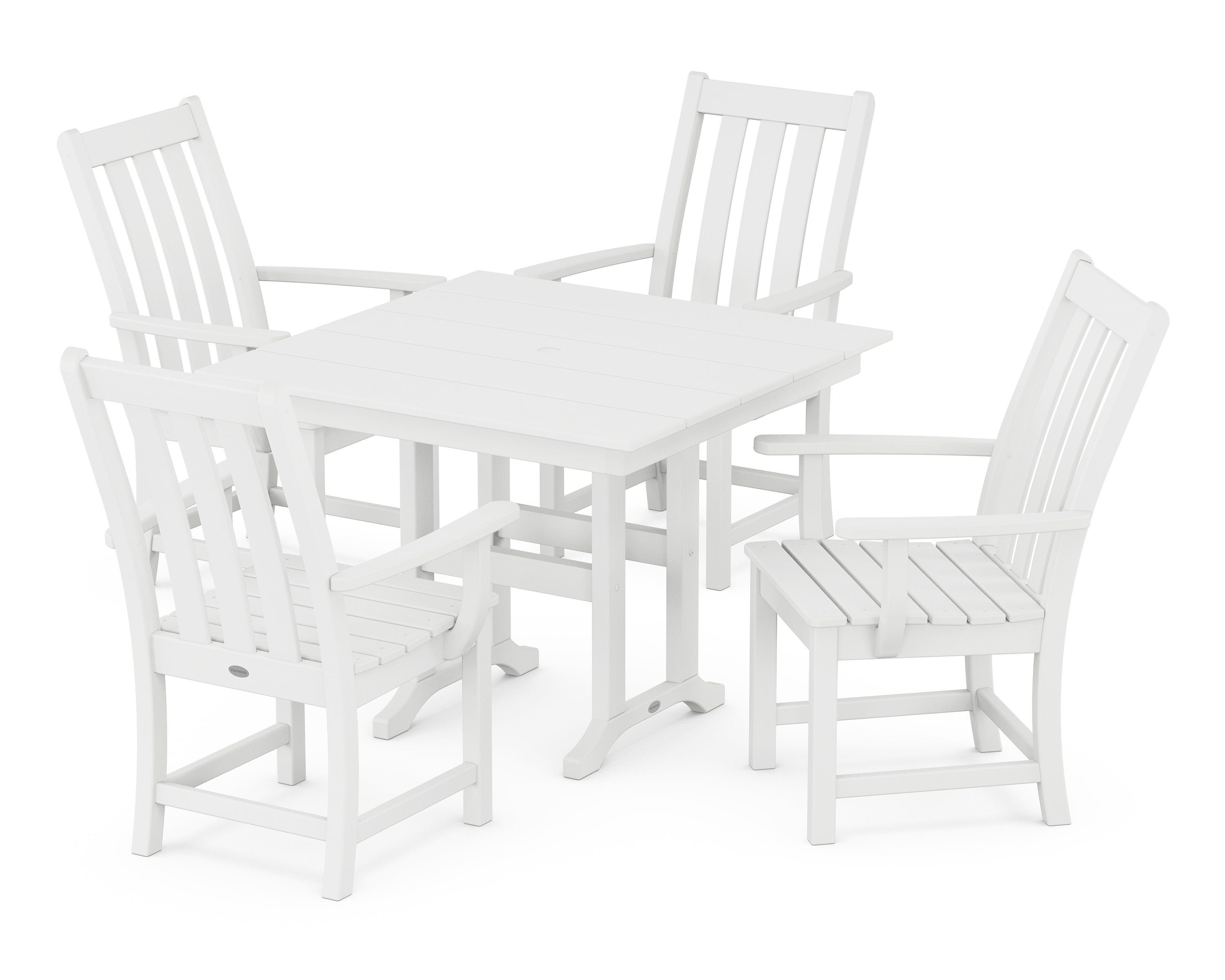 POLYWOOD® Vineyard 5-Piece Farmhouse Dining Set in White