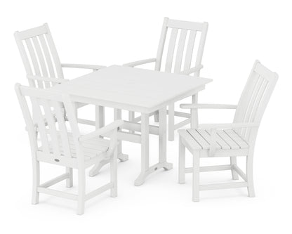 POLYWOOD® Vineyard 5-Piece Farmhouse Dining Set in White