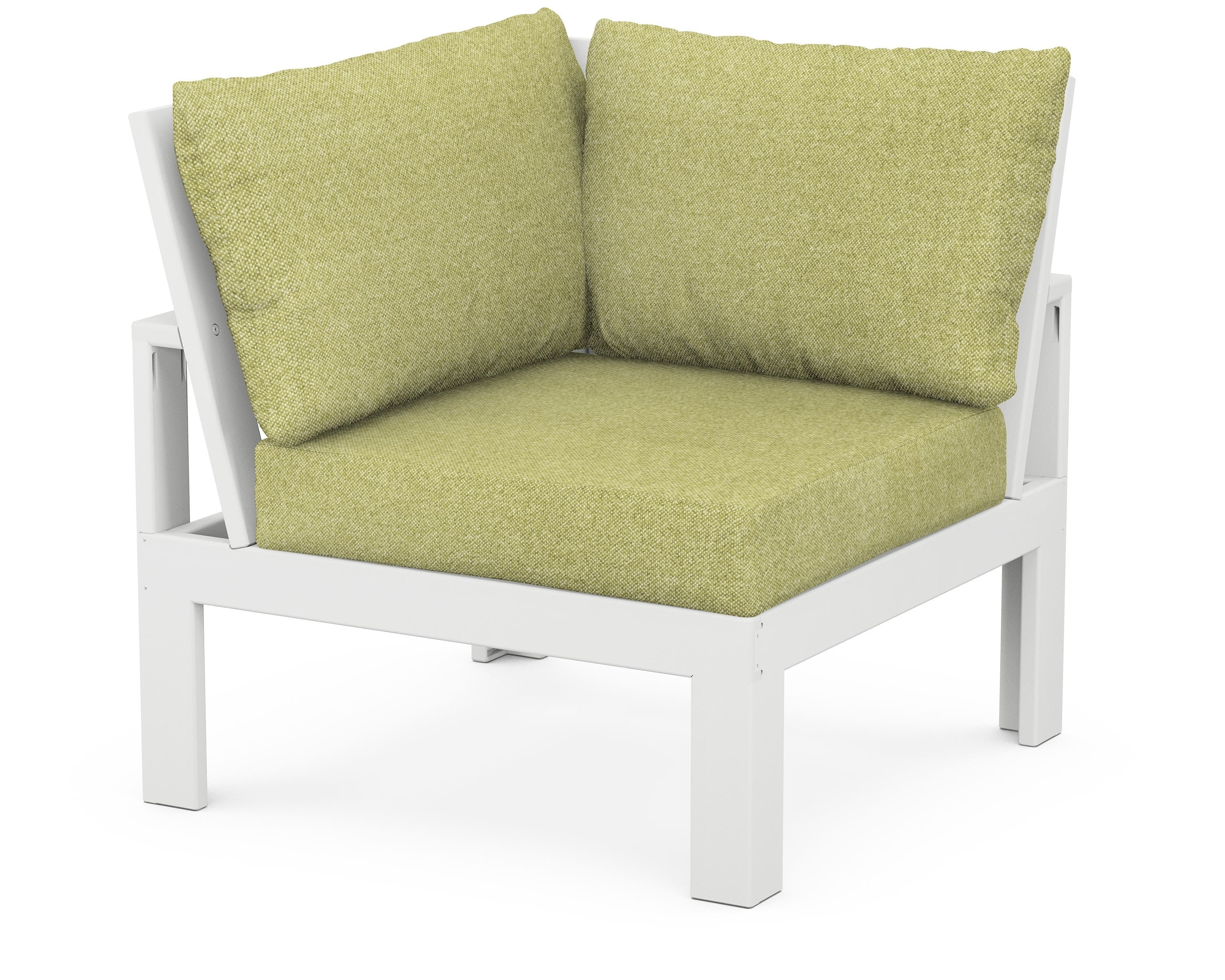 Unbranded Modular Corner Chair in White / Chartreuse Boucle