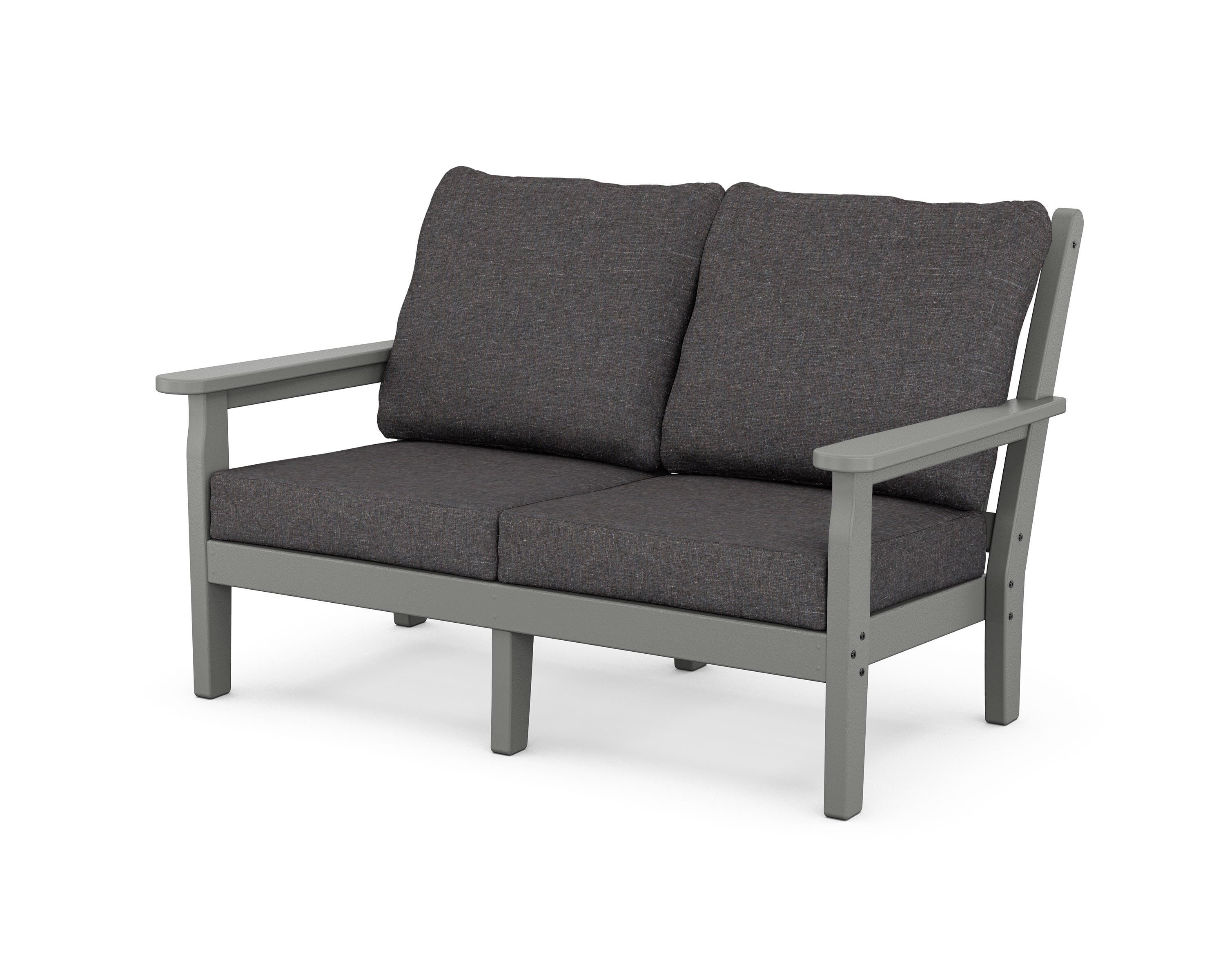 POLYWOOD® Chippendale Deep Seating Loveseat in Slate Grey / Ash Charcoal