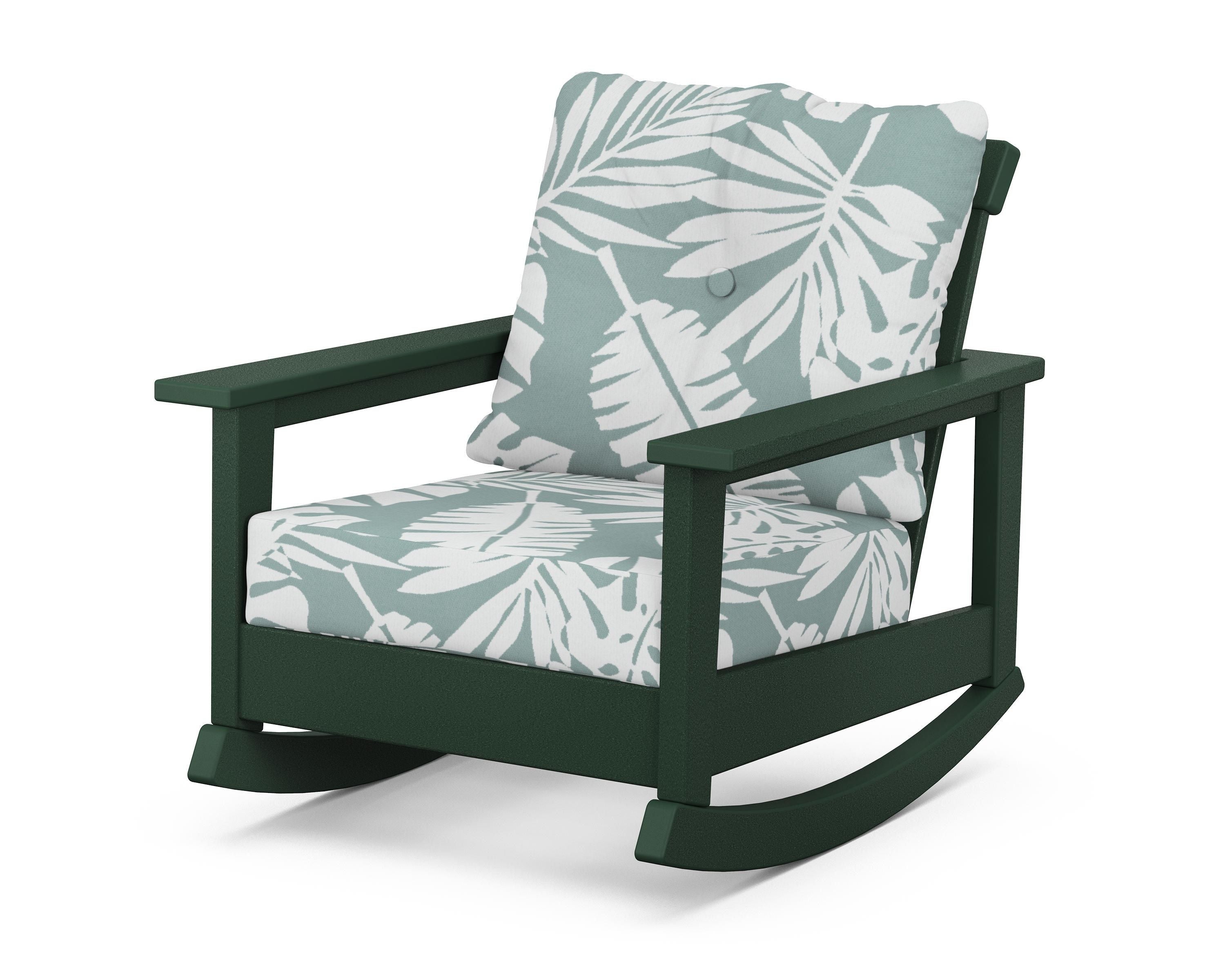 POLYWOOD® Prescott Deep Seating Rocking Chair in Green / Leaf Glacier Spa