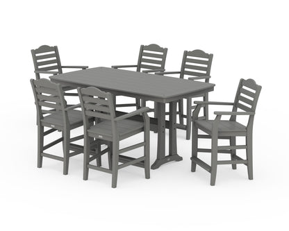 Draper James™ by  POLYWOOD® Savannah Arm Chair 7-Piece Counter Set with Trestle Legs in Slate Grey