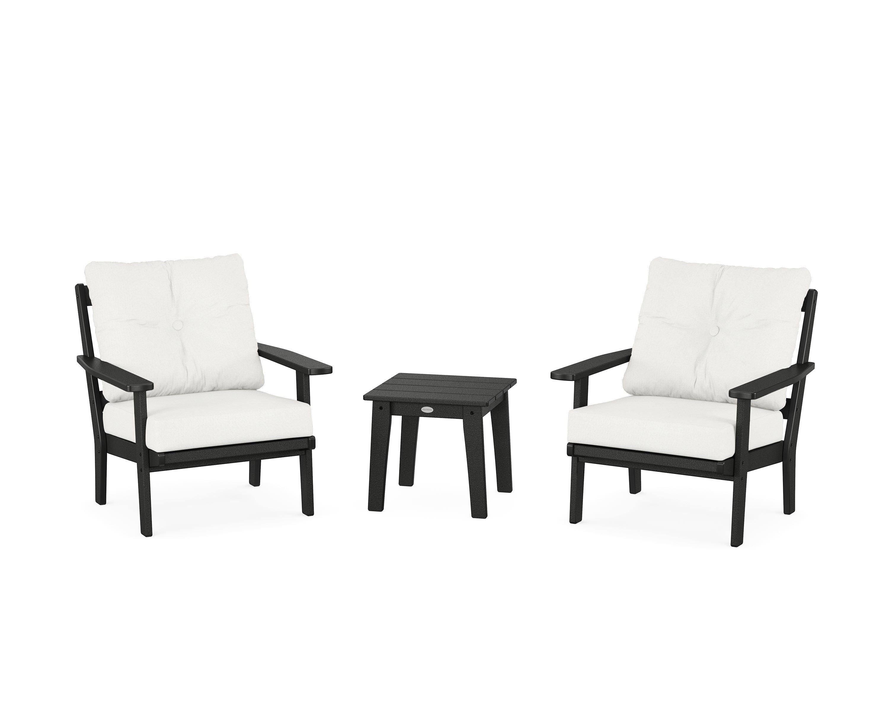 POLYWOOD® Prairie 3-Piece Deep Seating Set in Black / Natural Linen