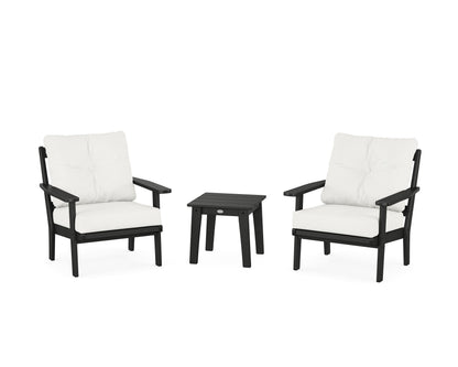 POLYWOOD® Prairie 3-Piece Deep Seating Set in Black / Natural Linen