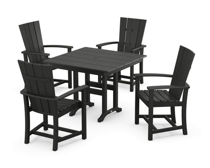 POLYWOOD® Quattro 5-Piece Farmhouse Dining Set in Black