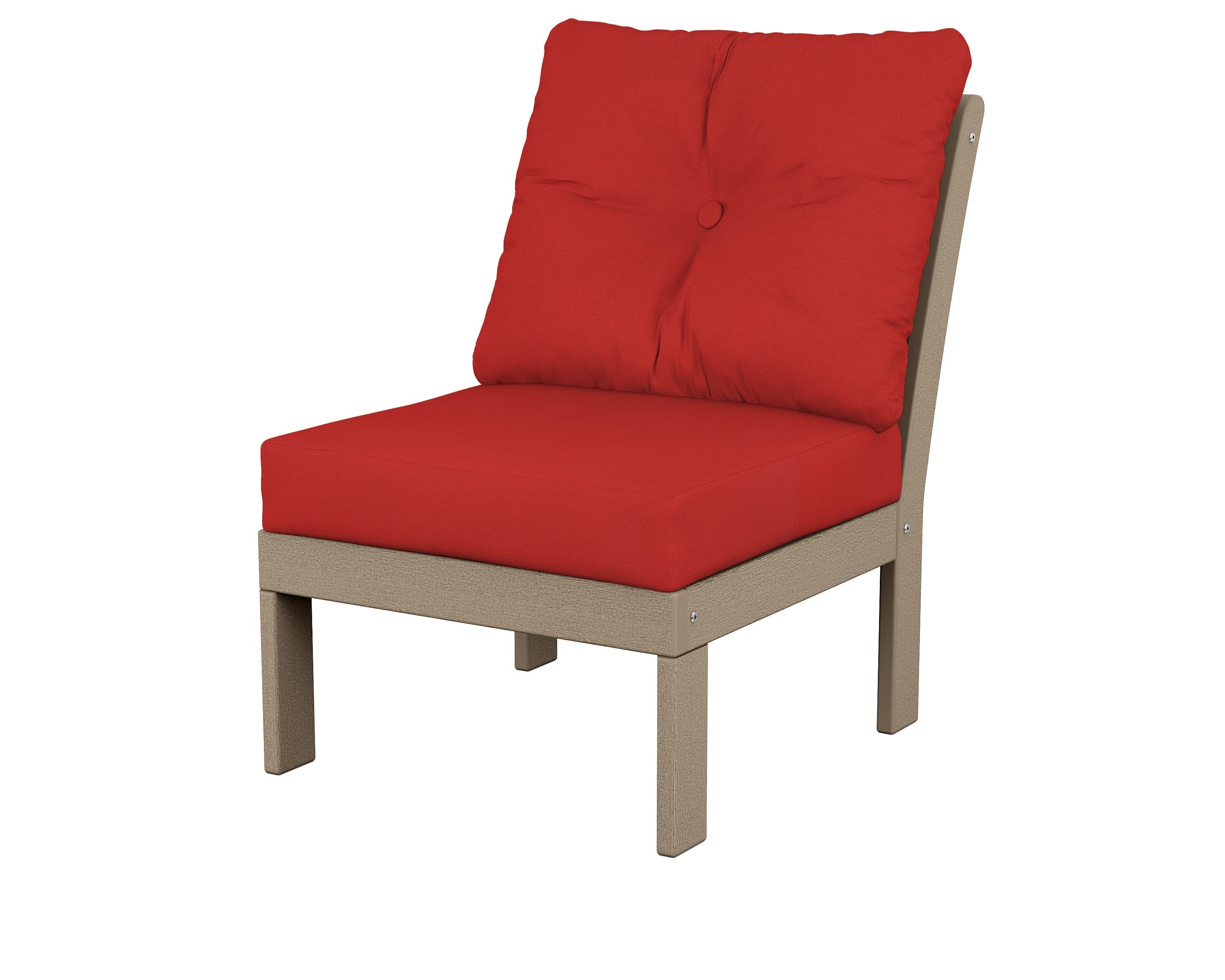 POLYWOOD® Vineyard Modular Armless Chair in Vintage Sahara / Crimson Linen