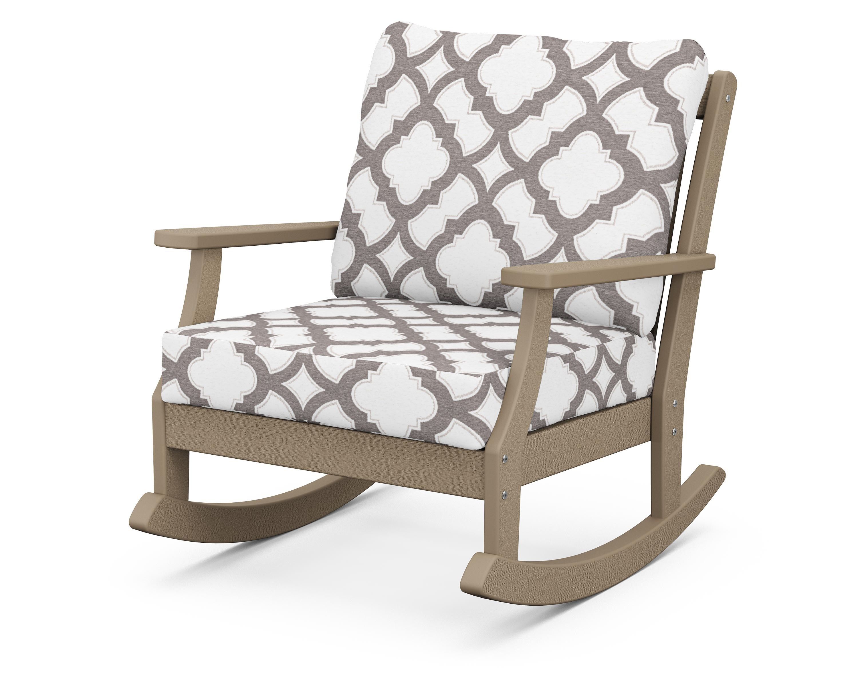 POLYWOOD® Braxton Deep Seating Rocking Chair in Vintage Sahara / Trellis Grey Mist
