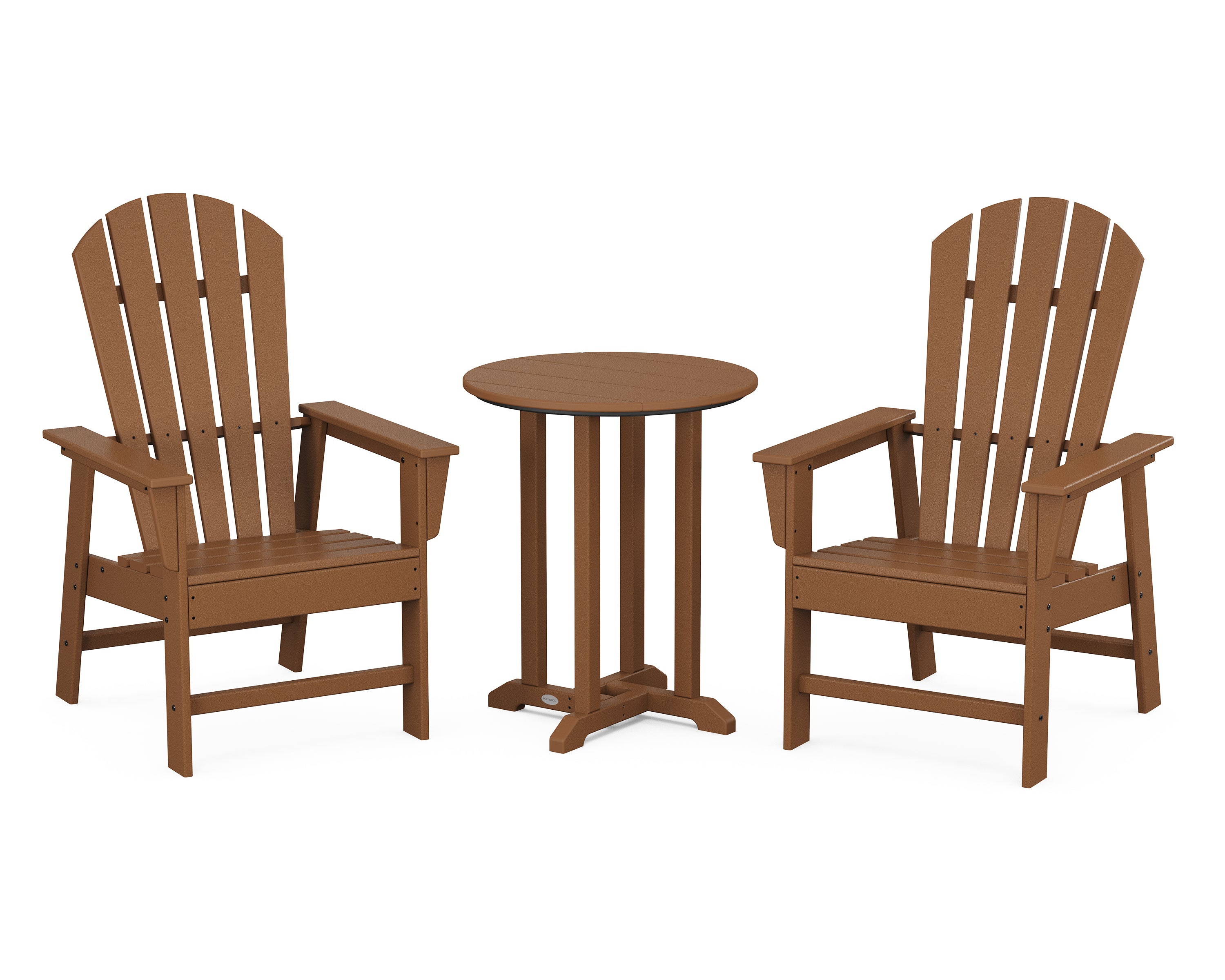 POLYWOOD® South Beach 3-Piece Round Farmhouse Bistro Dining Set in Teak