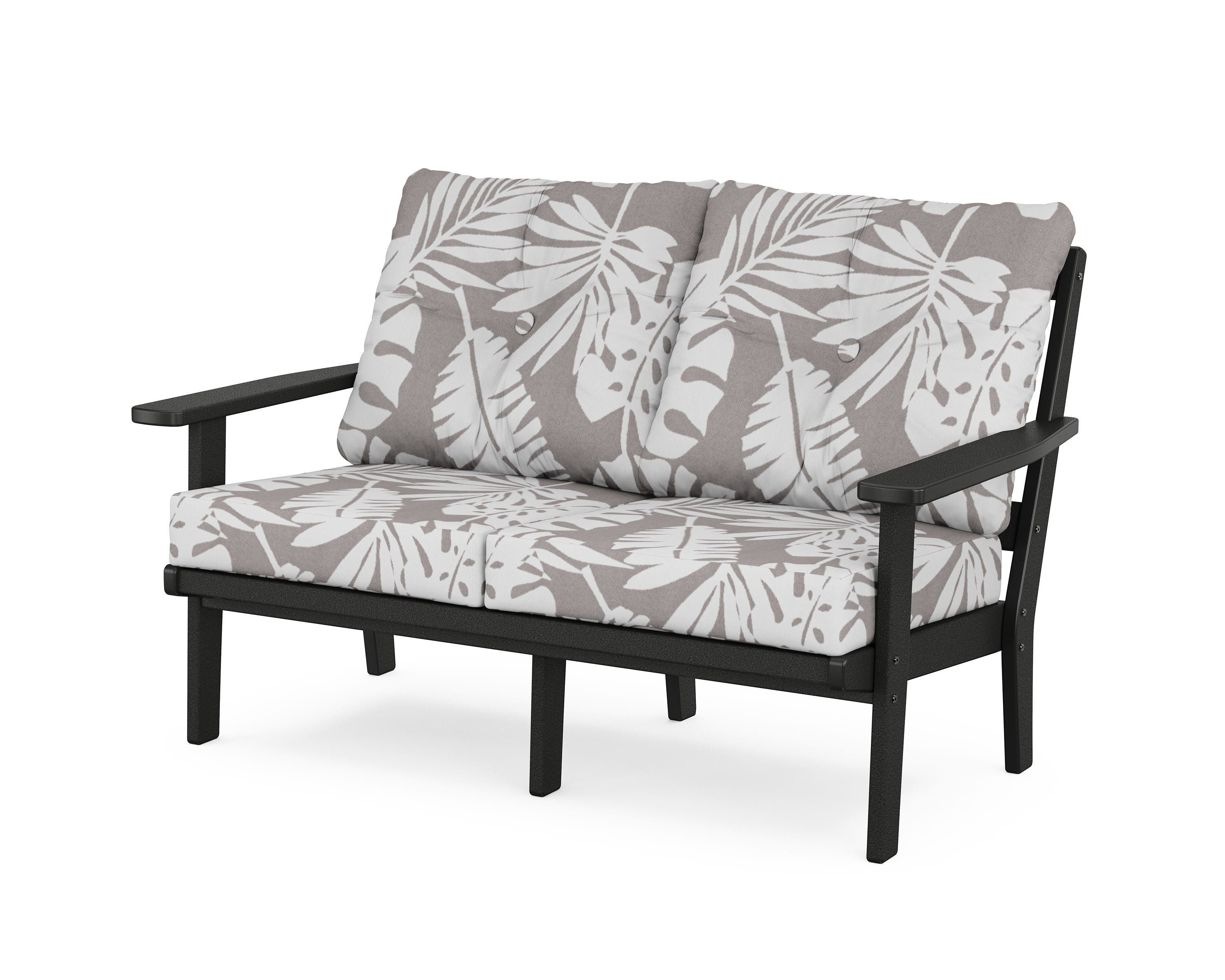 POLYWOOD® Oxford Deep Seating Loveseat in Black / Leaf Grey Mist