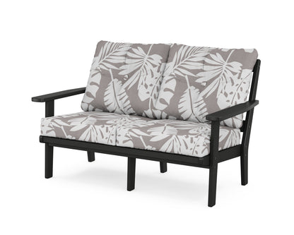 POLYWOOD® Oxford Deep Seating Loveseat in Black / Leaf Grey Mist