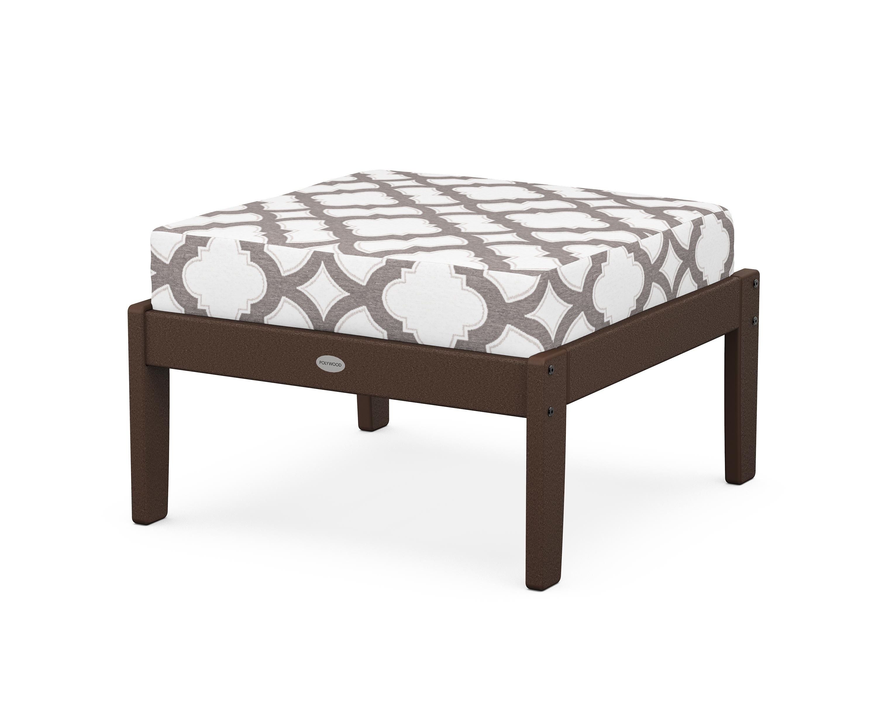 POLYWOOD® Braxton Deep Seating Ottoman in Mahogany / Trellis Grey Mist