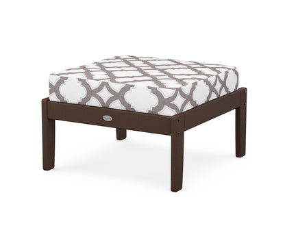 POLYWOOD® Braxton Deep Seating Ottoman in Mahogany / Trellis Grey Mist
