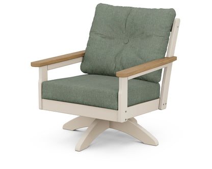 POLYWOOD® Vineyard Deep Seating Swivel Chair in Sand / Natural / Cast Sage