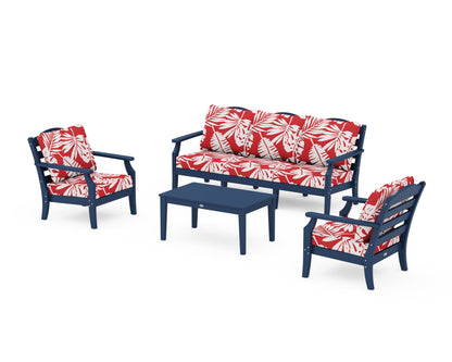 Draper James™ by  POLYWOOD® Savannah 4-Piece Deep Seating Set with Sofa in Navy / Leaf Crimson