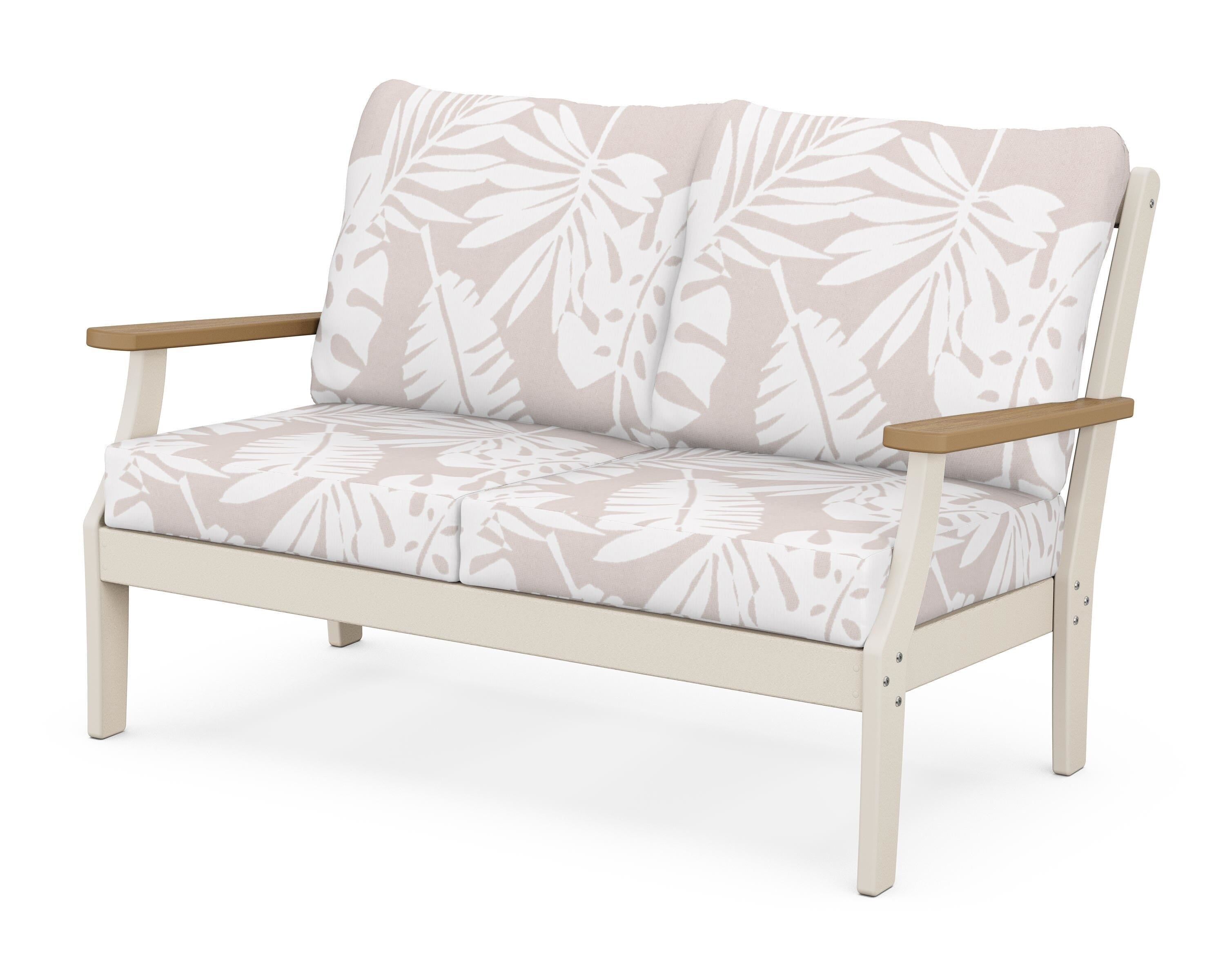 POLYWOOD® Braxton Deep Seating Loveseat in Sand / Natural / Leaf Dune Burlap