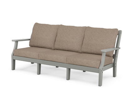 Martha Stewart by POLYWOOD® Chinoiserie Deep Seating Sofa in Slate Grey / Spiced Burlap