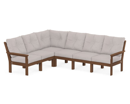 POLYWOOD® Vineyard 6-Piece Sectional in Teak / Dune Burlap