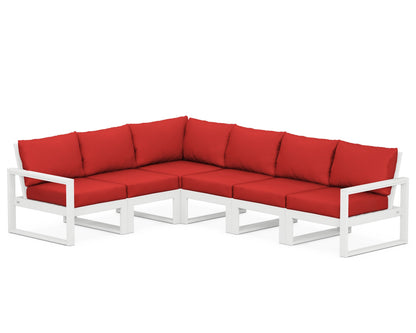 POLYWOOD® EDGE 6-Piece Modular Deep Seating Set in White / Crimson Linen