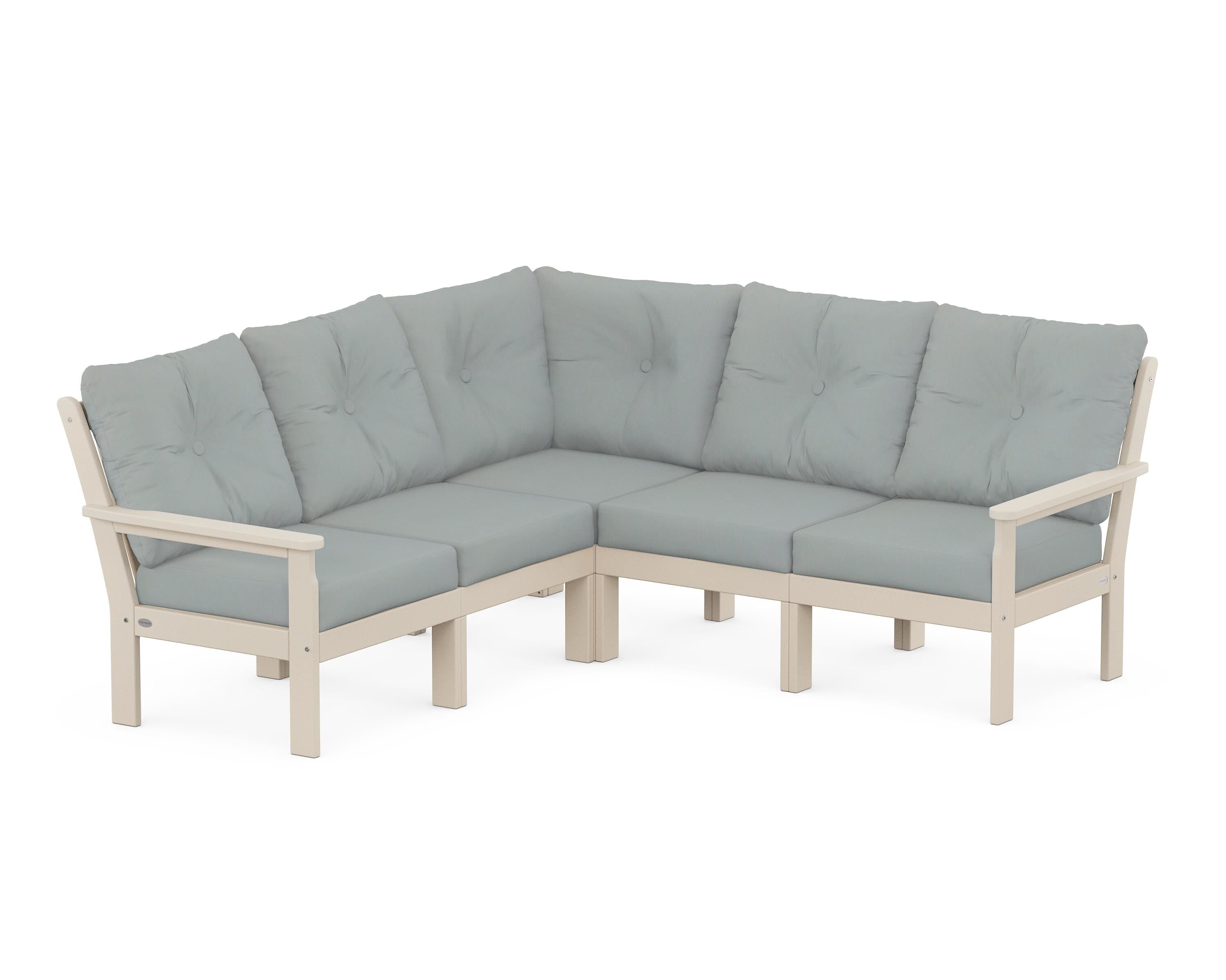 POLYWOOD® Vineyard 5-Piece Sectional in Sand / Spa