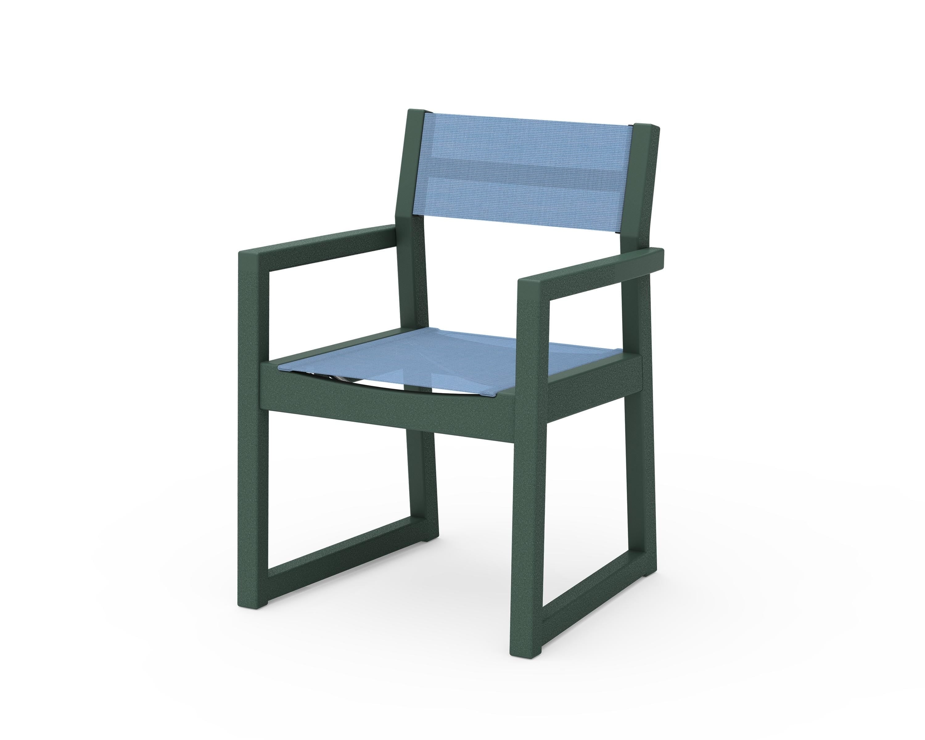 POLYWOOD® EDGE Sling Dining Arm Chair in Green / Poolside Sling