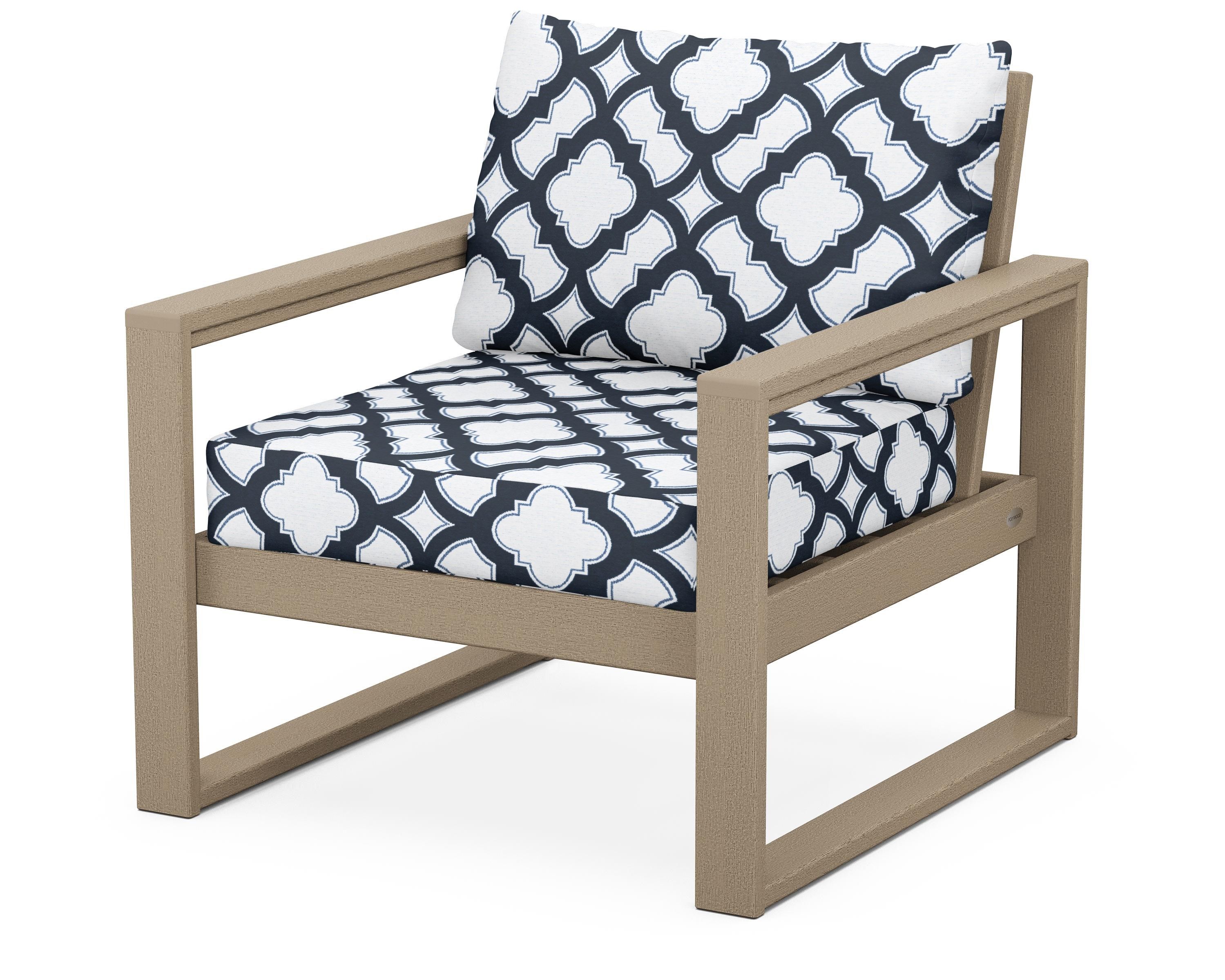 POLYWOOD® EDGE Club Chair in Vintage Sahara / Trellis Marine Indigo