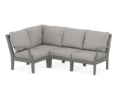 POLYWOOD® Braxton Modular 4-Piece Deep Seating Set in Slate Grey / Grey Mist