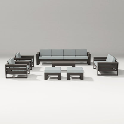 PW Designer Series Latitude 8-Piece Lounge Sofa Set in Vintage Coffee / Spa