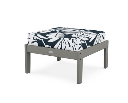 Country Living Cottage Deep Seating Ottoman in Slate Grey / Leaf Marine Indigo