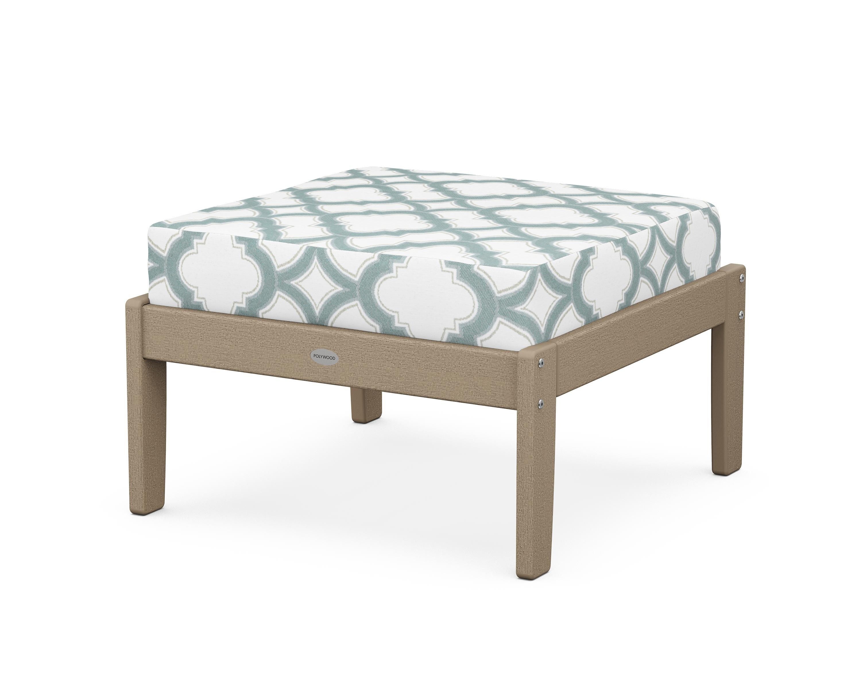 POLYWOOD® Braxton Deep Seating Ottoman in Vintage Sahara / Trellis Glacier Spa