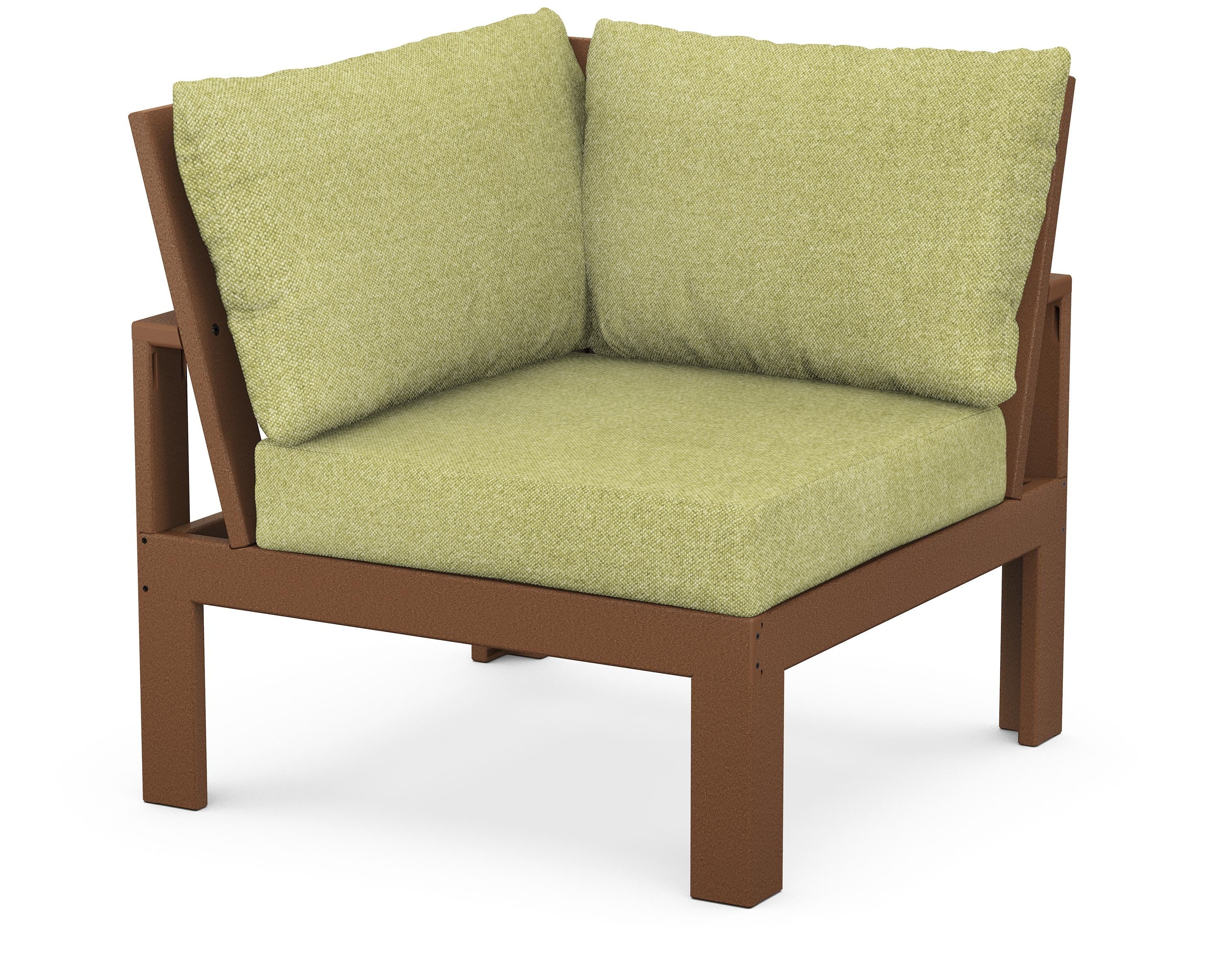 Unbranded Modular Corner Chair in Teak / Chartreuse Boucle