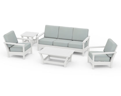 POLYWOOD® Harbour 5-Piece Deep Seating Set in White / Spa