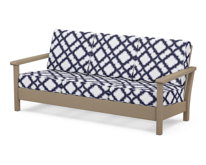 POLYWOOD® Harbour Deep Seating Sofa in Vintage Sahara / Trellis Navy