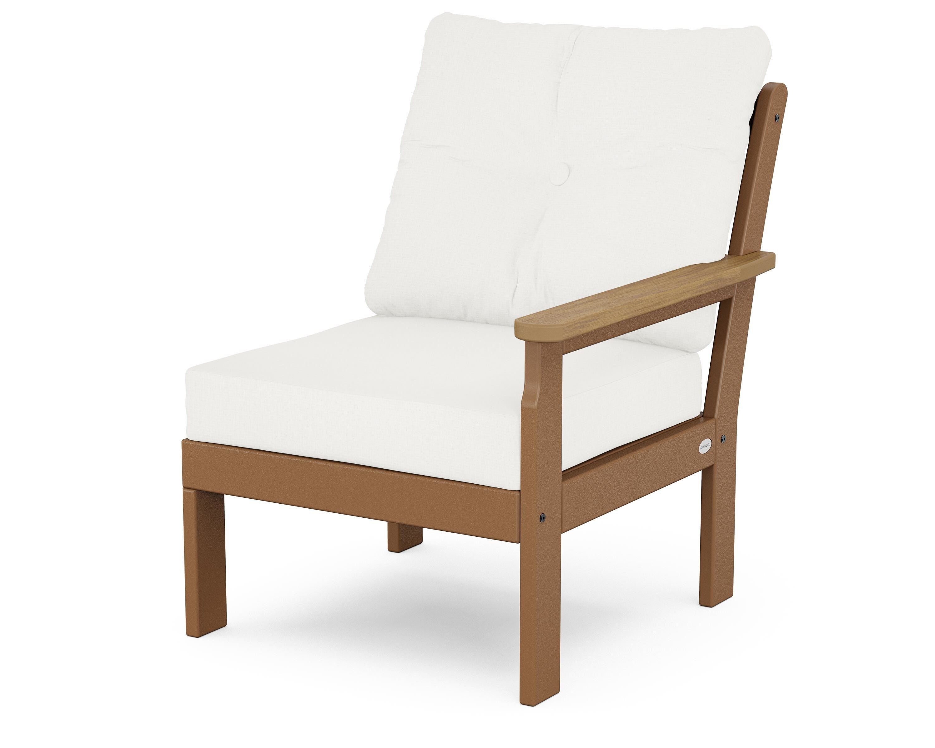 POLYWOOD® Vineyard Modular Right Arm Chair in Teak / Natural / Natural Linen