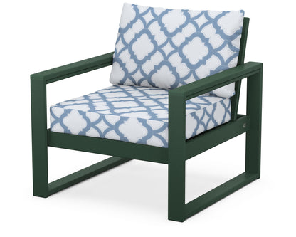 POLYWOOD® EDGE Club Chair in Green / Trellis Sky Blue