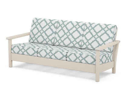POLYWOOD® Harbour Deep Seating Sofa in Sand / Trellis Glacier Spa