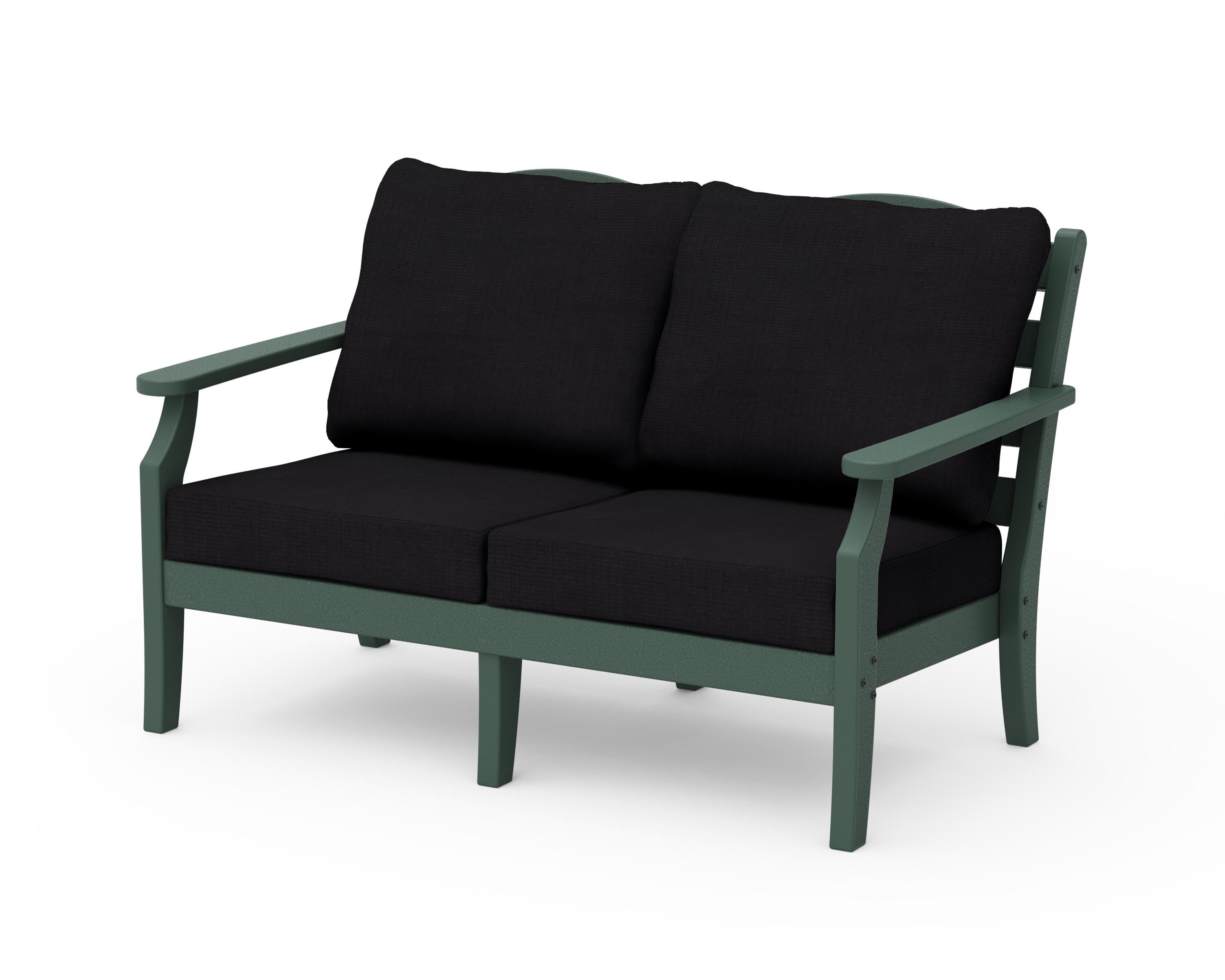 Draper James™ by  POLYWOOD® Savannah Deep Seating Loveseat in Green / Midnight Linen