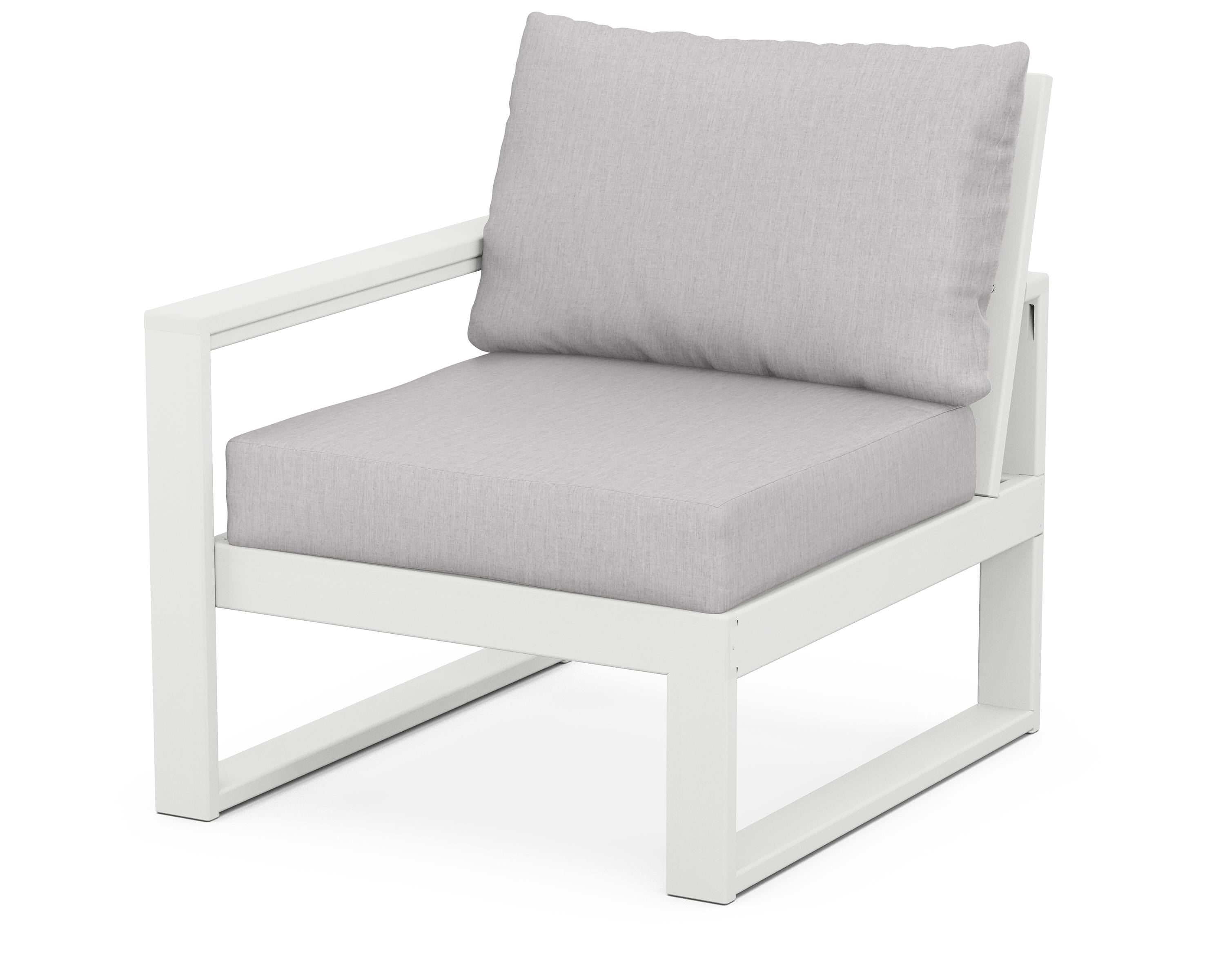 POLYWOOD® EDGE Modular Left Arm Chair in White / Granite