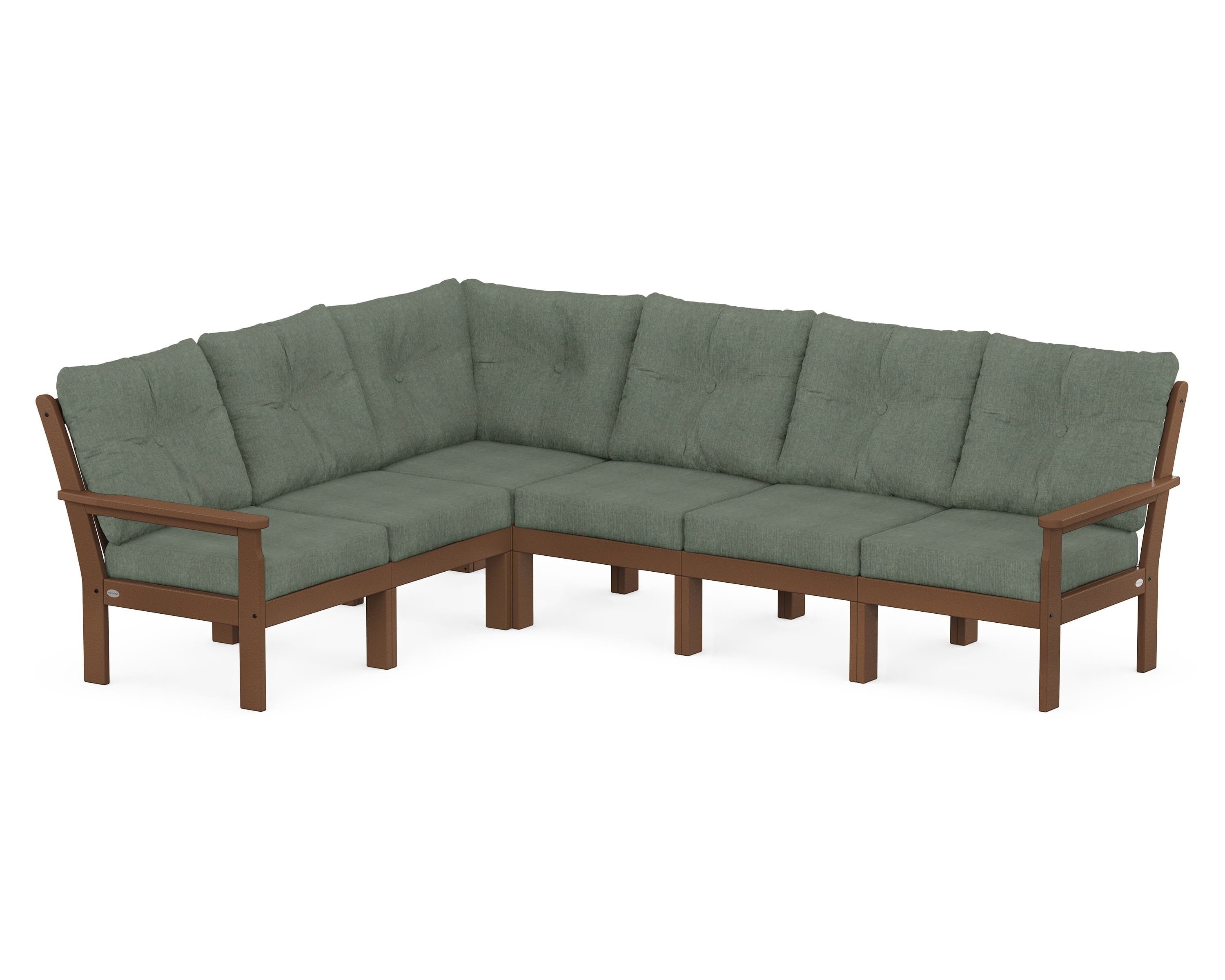 POLYWOOD® Vineyard 6-Piece Sectional in Teak / Cast Sage