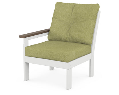 POLYWOOD® Vineyard Modular Left Arm Chair in White / Kona / Chartreuse Boucle